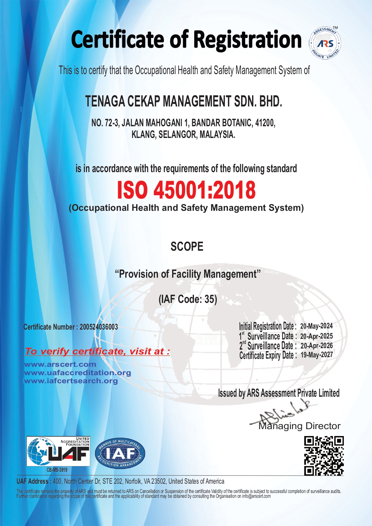 ISO 45001:2018 – Occupational Health & Safety Management
